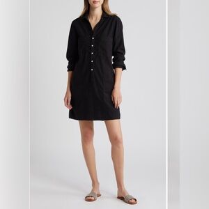 Frank & Eileen Southern Ireland Long Sleeve Cotton & Linen Dress, Black, Size XL